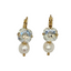 Mariana New Cushion Crystal Over Pearl Drop Earring Moonlight on Gold