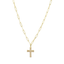 Pave Cross Necklace on Gold Paperclip Chain