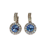 Mariana Halo Earrings With Embellished Bale in Blue on Rhodium