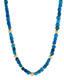 Tumbled Stone Bauble Bead Necklace Set Blue With Gold Studs