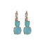 Mariana Earrings Small Double Drop Mineral Crystal Blue on Rhodium