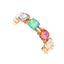 Cushion Cut Glass Stretch Bracelet Multi Pastels