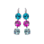 Mariana Three Stone Earrings in Kaleidoscope on Rhodium