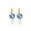 Mariana Cushion Cut Double Drop Earrings Ice Blue With Pearl on Rhodium