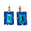 Large Mariana Earring Emerald Cut Earrings Blue on Rose Gold