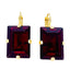 Large Mariana Earring Emerald Cut Earrings Dark Red on Gold