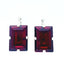 Large Mariana Earring Emerald Cut Earrings Dark Red on Rhodium