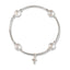 Blessing Bracelet With Tiny Cross in White Pearl and Sterling Silver