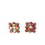 Mariana Diamond Shaped Cluster Earrings Flamingo on Rose Gold POST