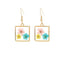 Square Resin Flower Dangle Earrings