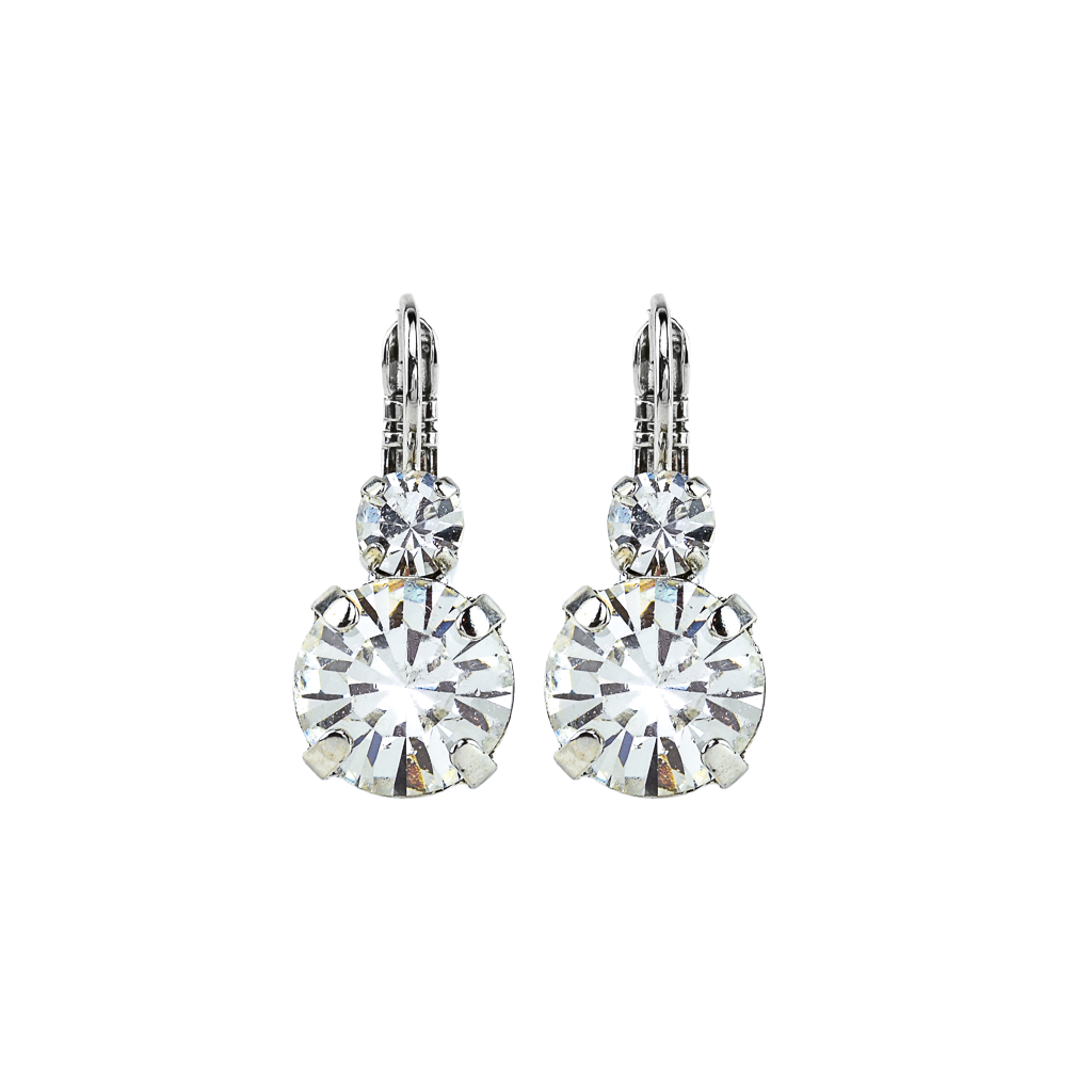 Mariana Double Drop Earrings in Clear on Silver