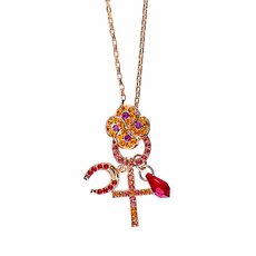 Mariana  Cross Cluster Necklace in Hibiscus on Rose Gold