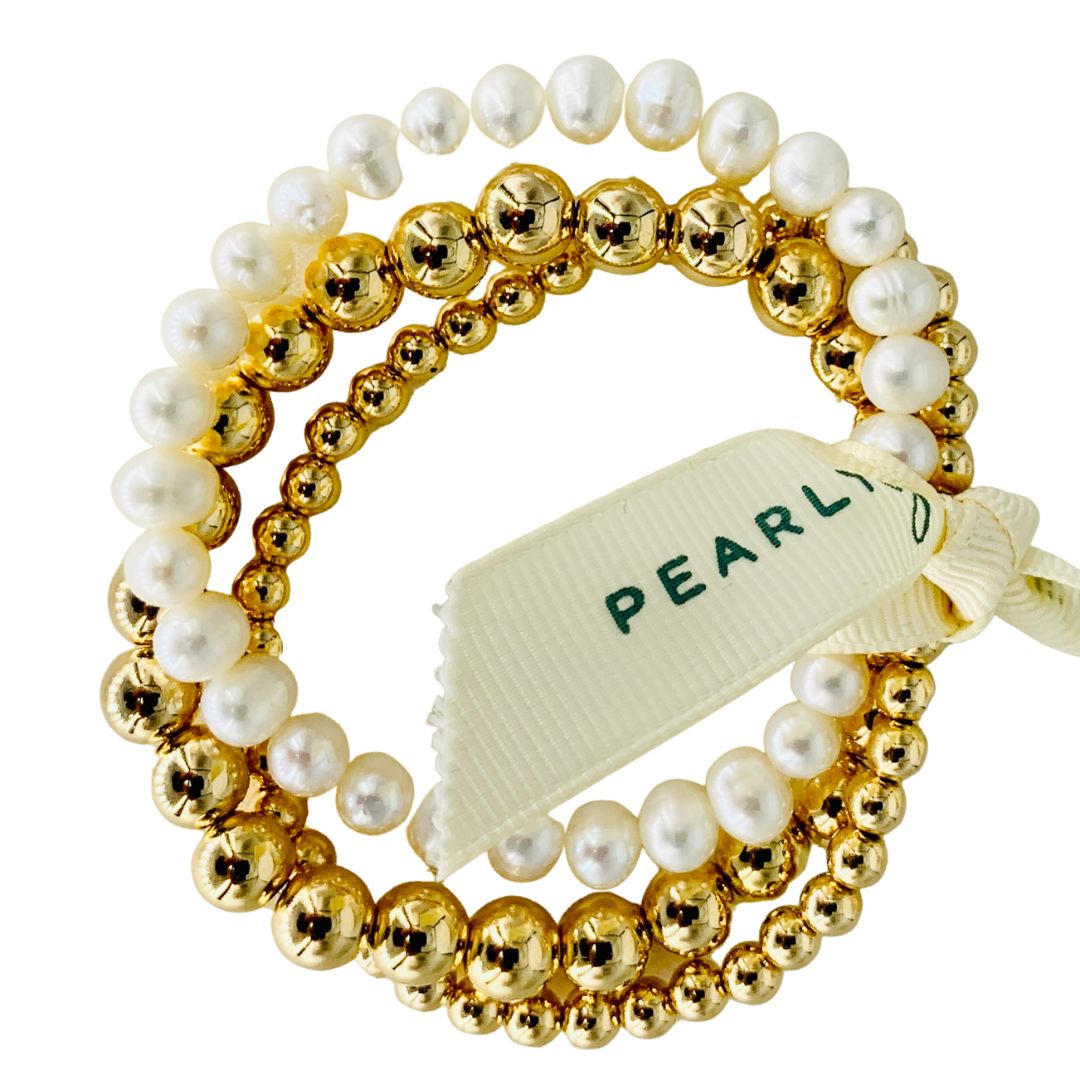 Classic Bracelet Bundle with  Gold Beads and Pearl