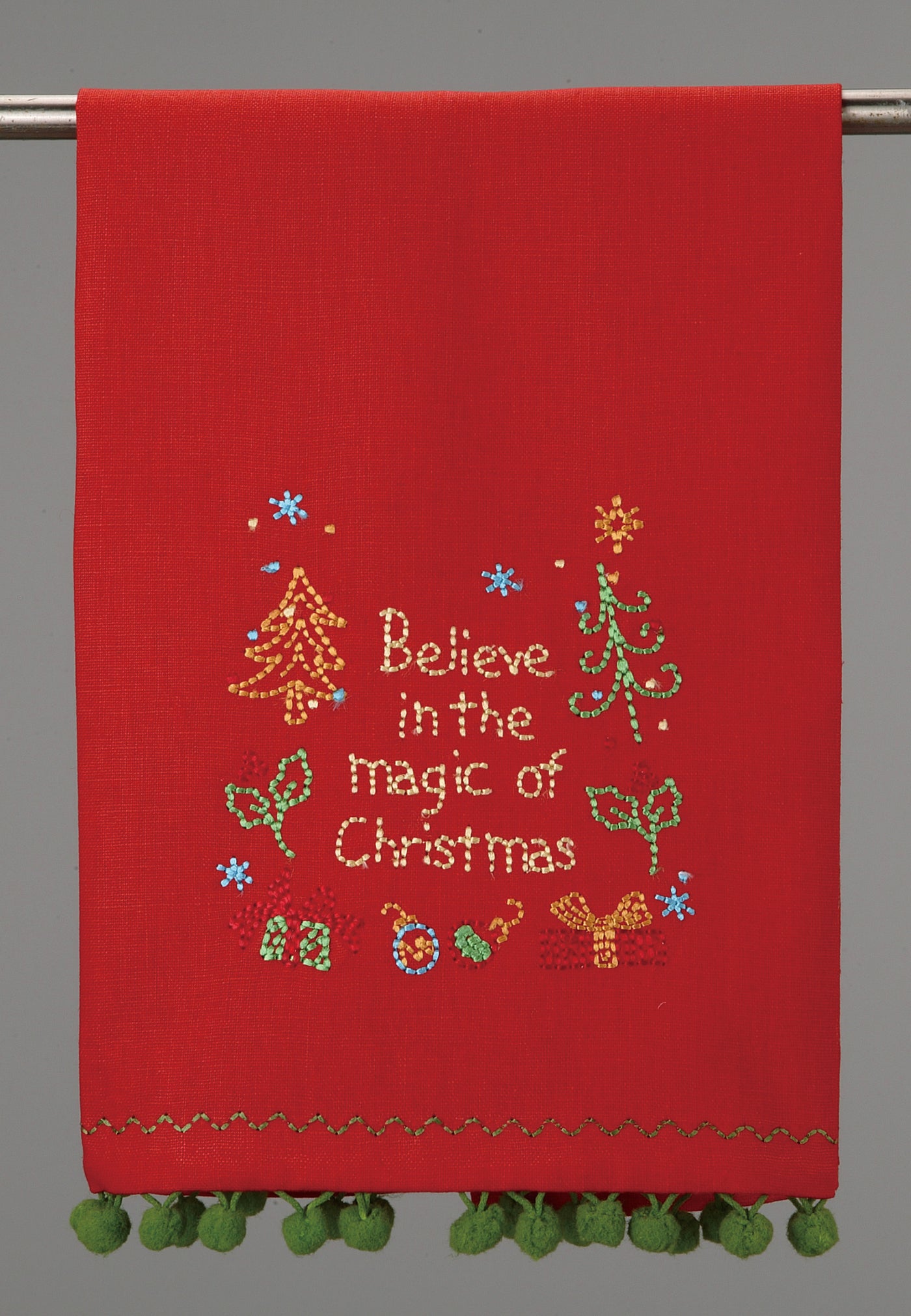 Believe in The Magic of Christmas Guest Towel With Pom Poms