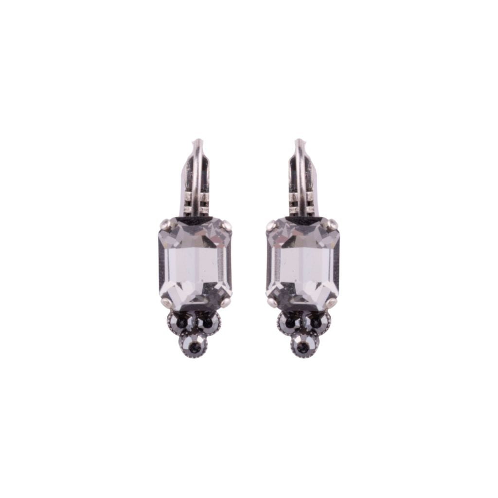 Mariana Petite Emerald Cut Earrings Grey on Silver