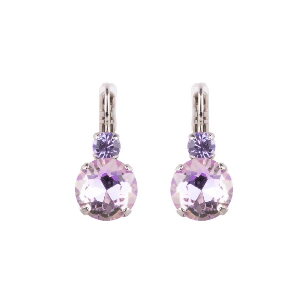 Mariana Double Drop Rivoli Earrings in Light Lavender AB on Rhodium