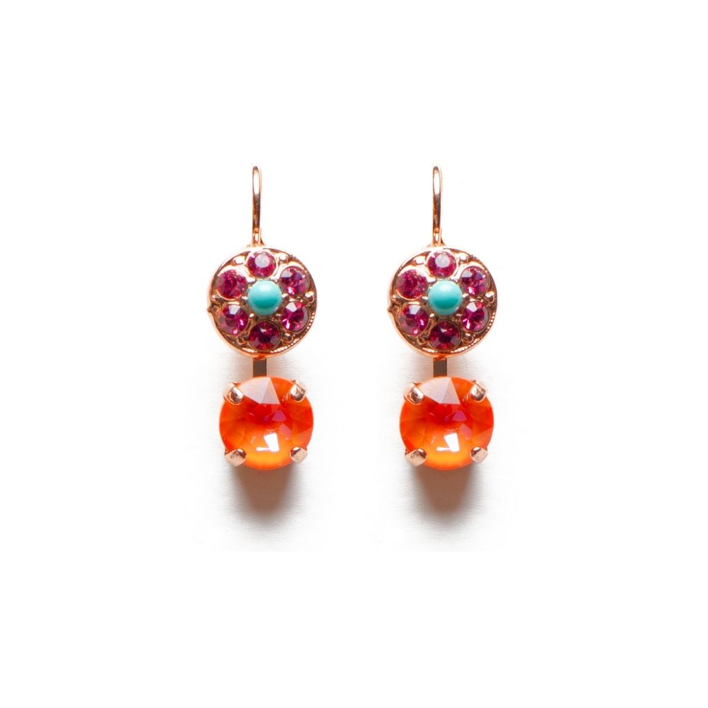 Mariana  Double Drop Earrings in Coral Cove on Rose Gold