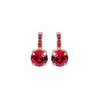 Mariana Single Stone Earrings With Fancy Bale Bright Red on Gold