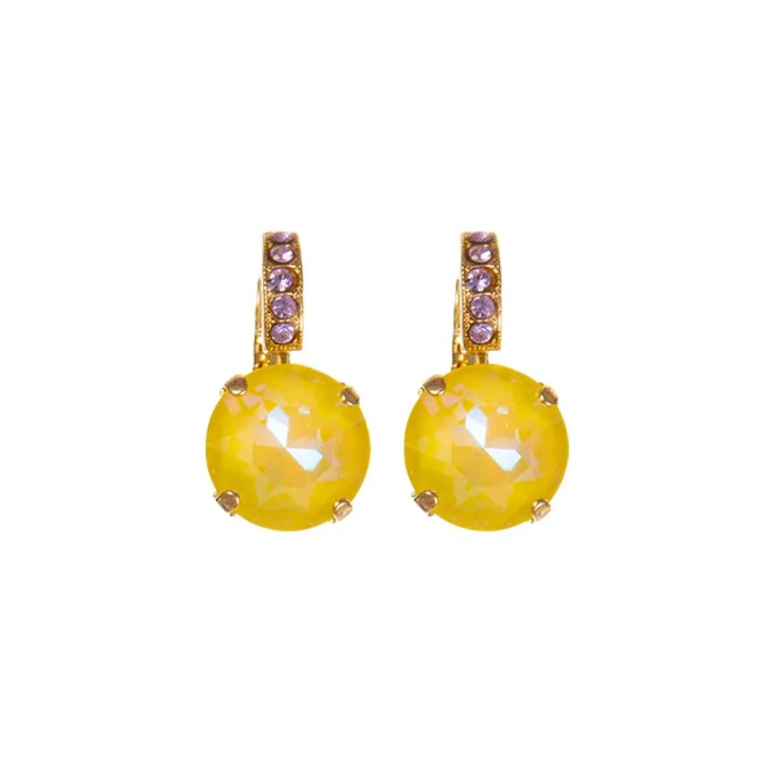 Mariana Single Stone Earrings With Fancy Bale Yellow on Gold