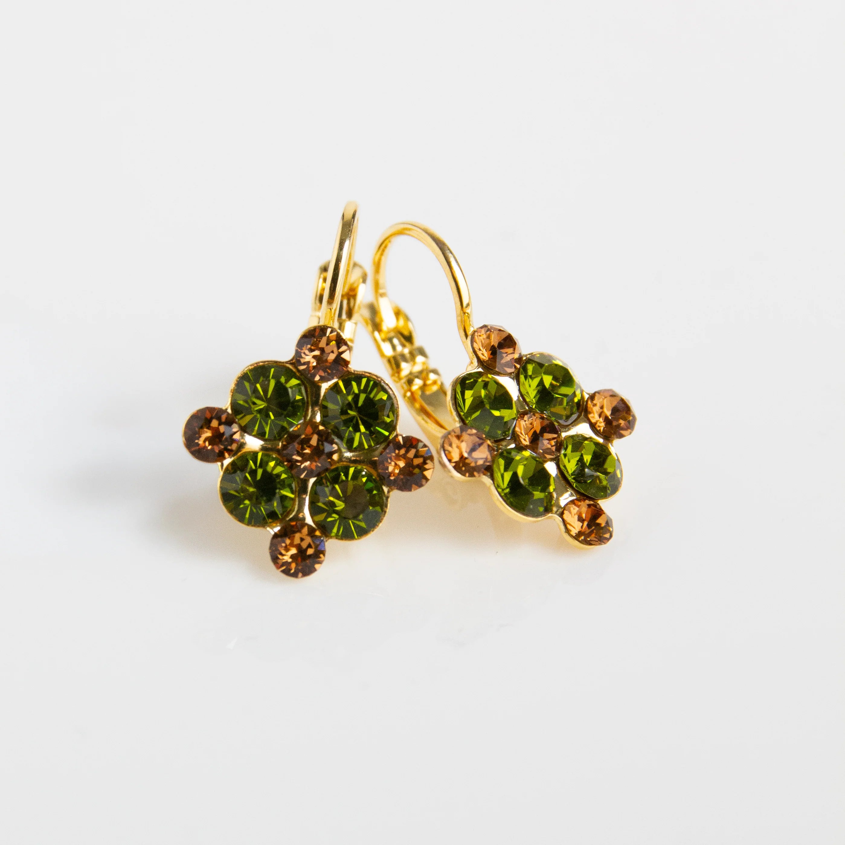 Mariana Diamond Shaped Cluster Earrings in Green Room on Gold
