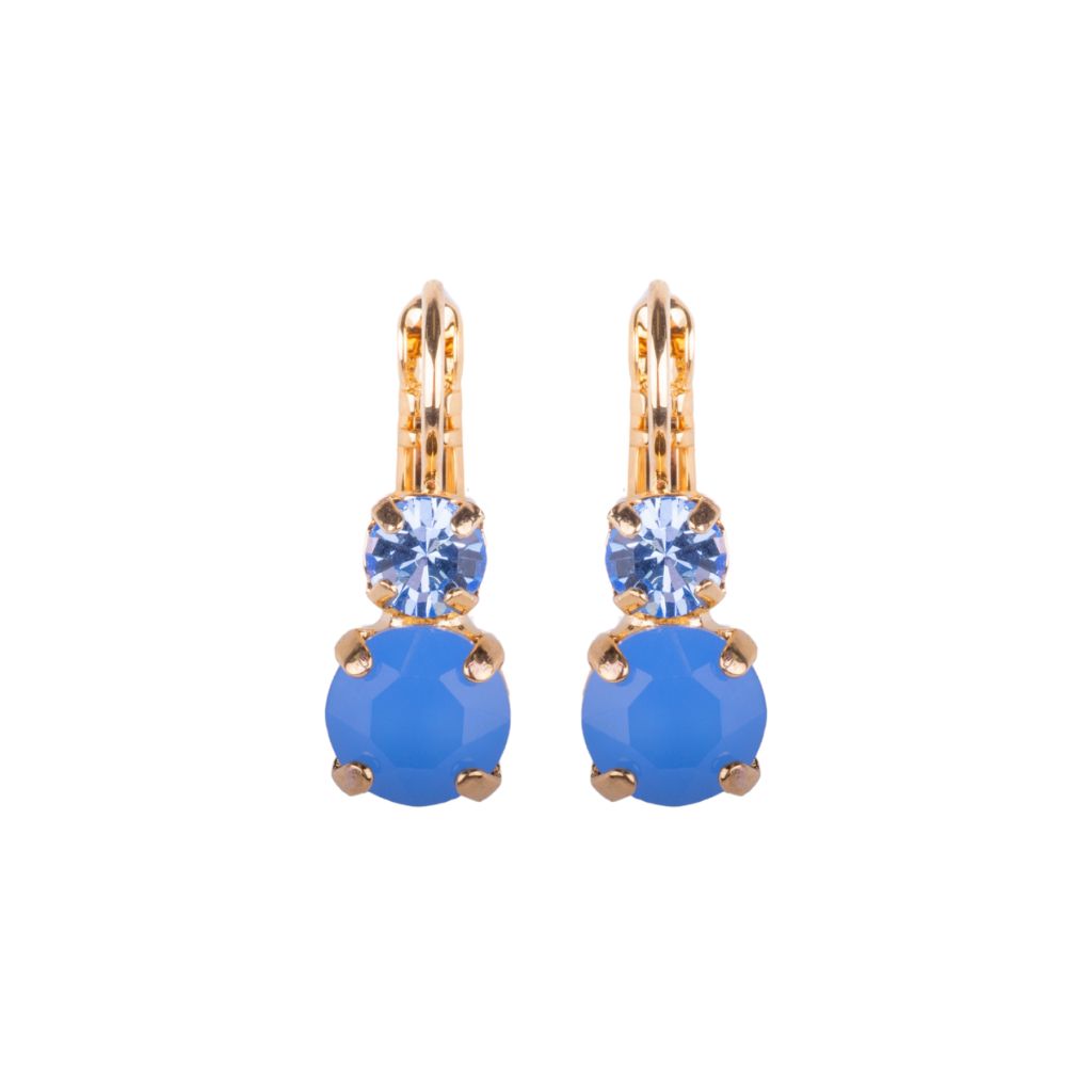 Mariana  Double Drop Earrings in Carolina Blue on Gold