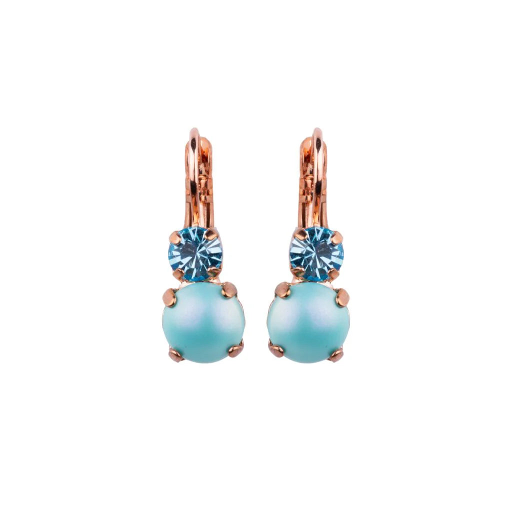 Mariana Small Double Drop Earrings in Light Blue Pearl on Rose Gold Main image