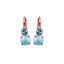 Mariana Small Double Drop Earrings in Light Blue Pearl on Rose Gold