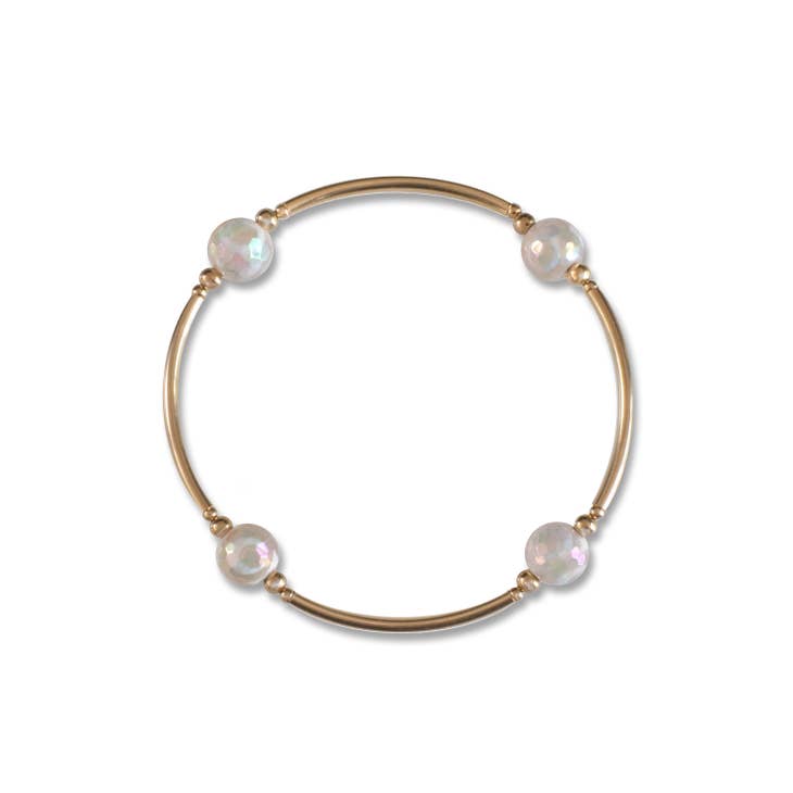 8MM Mystic Agate Blessing Bracelet  With Gold Filled Bars