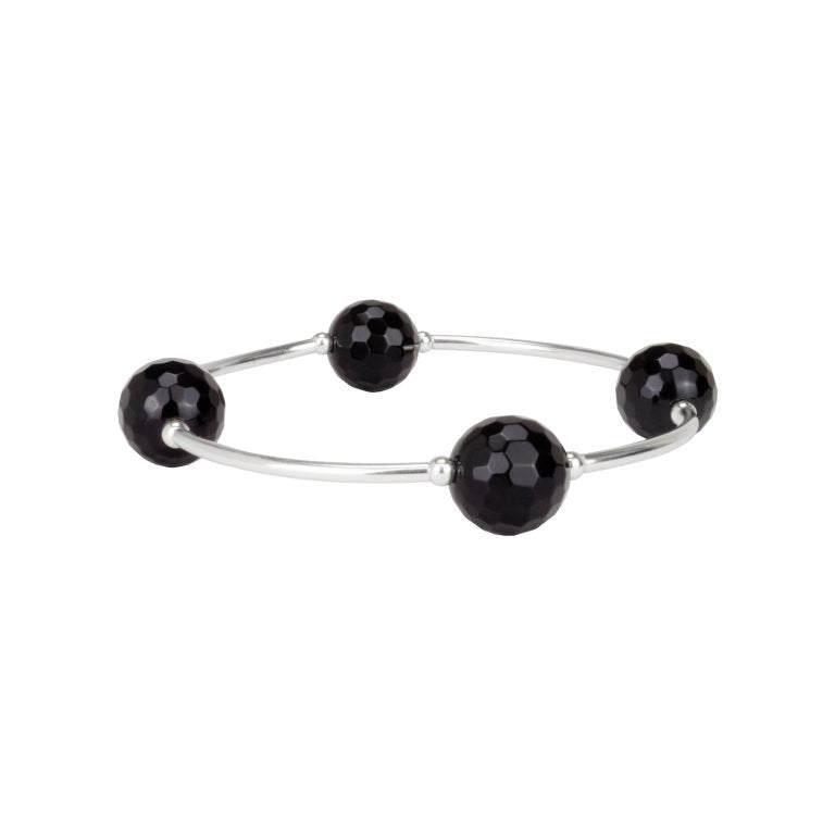 Blessing Bracelet in Faceted Onyx on Sterling Silver