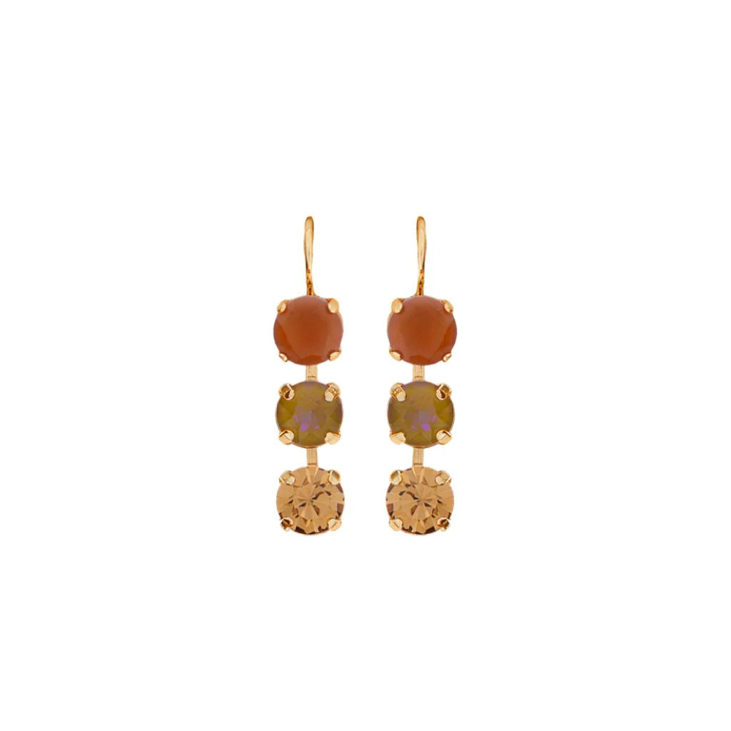 Mariana Earring Triple Drop Amaretto on Gold