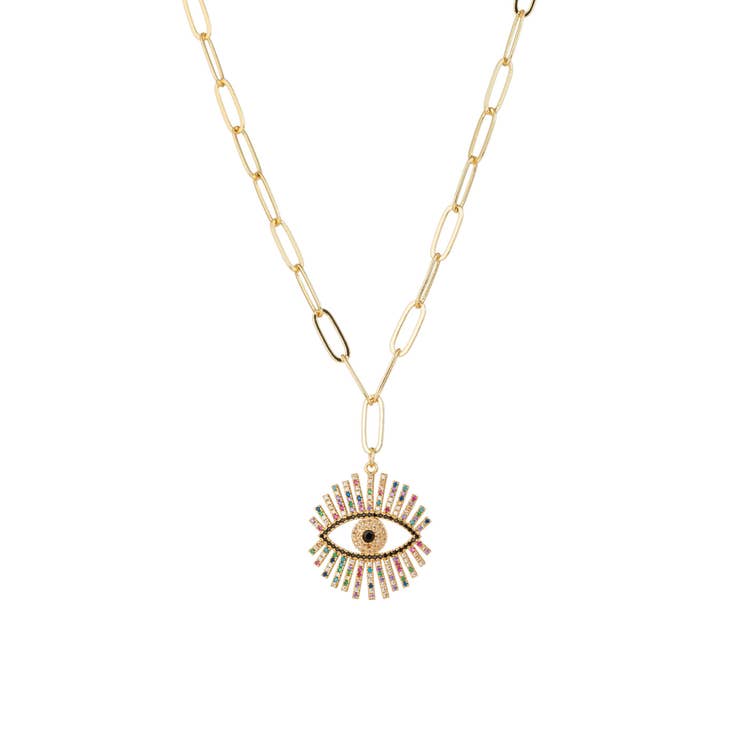 Bright Eye Paperclip Pendant Necklace