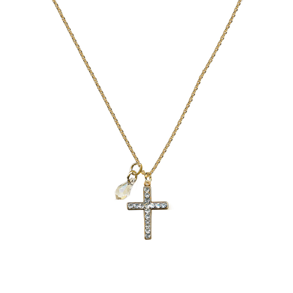 Mariana Petite Cross Pendant Clear on gold