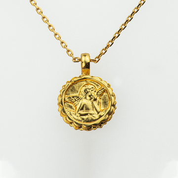 Football on Gold Guardian Angel Necklace