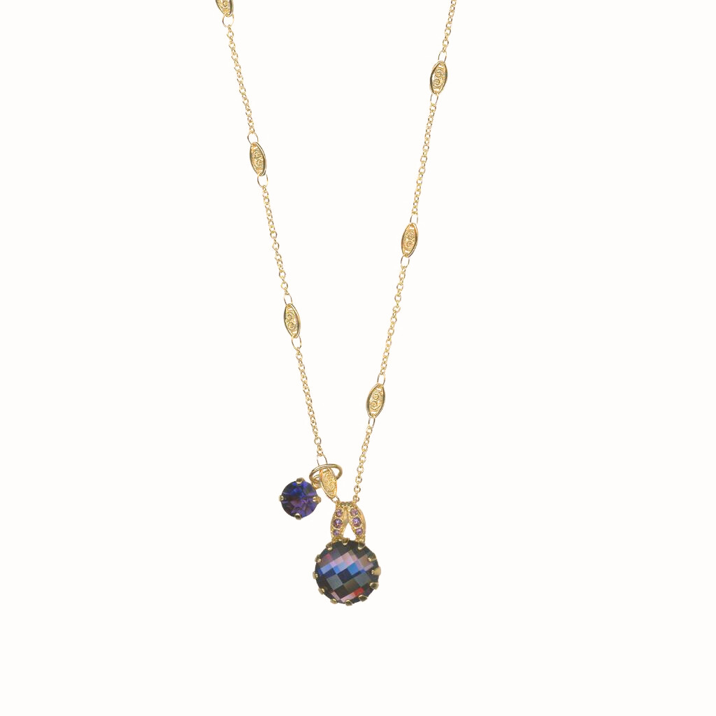 Mariana Side Car Necklace in Wildberry on Gold