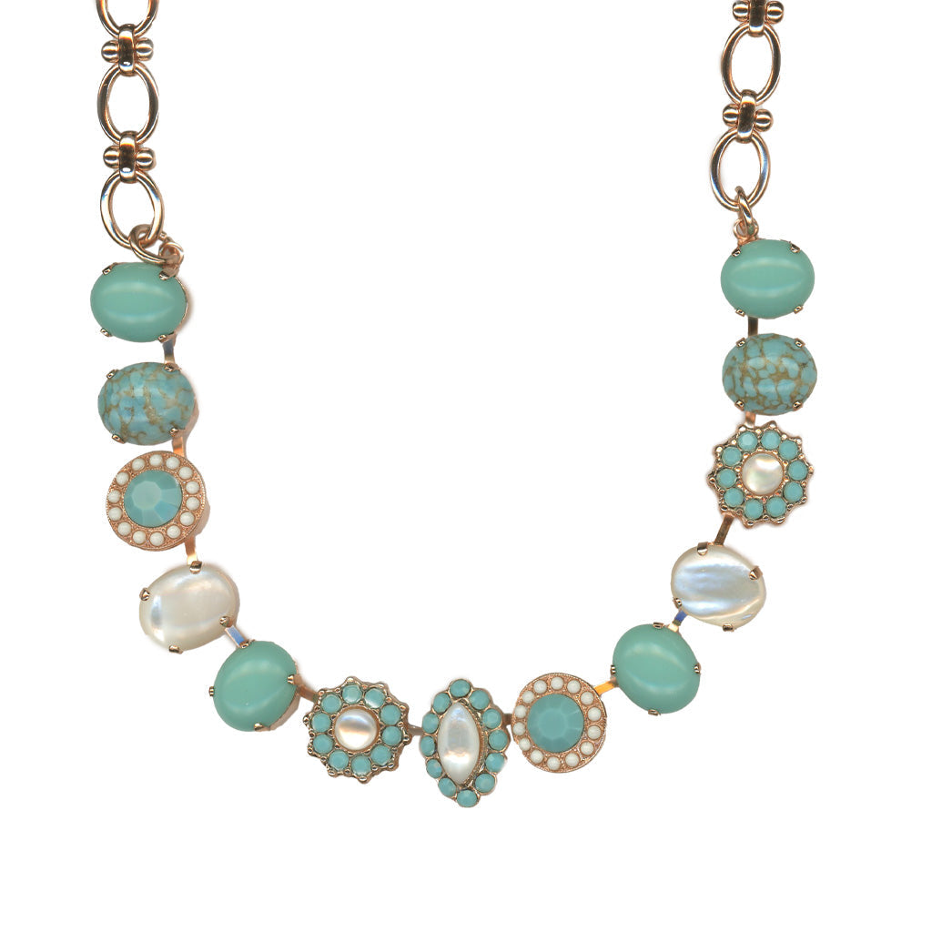 Mariana Large Oval Cluster Necklace Aegean Coast on Rose Gold