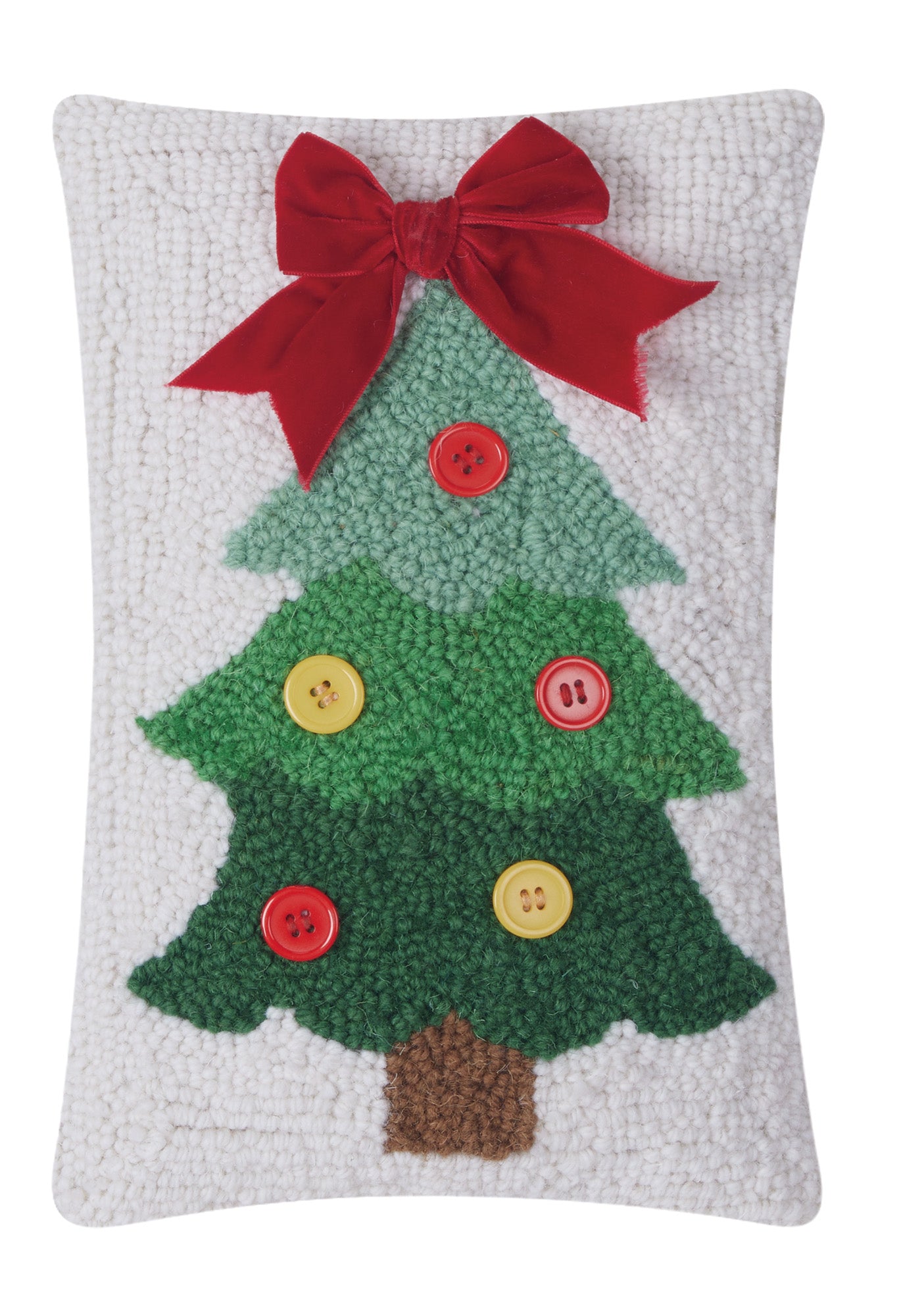 Christmas Tree With Ribbon Hooked Pillow