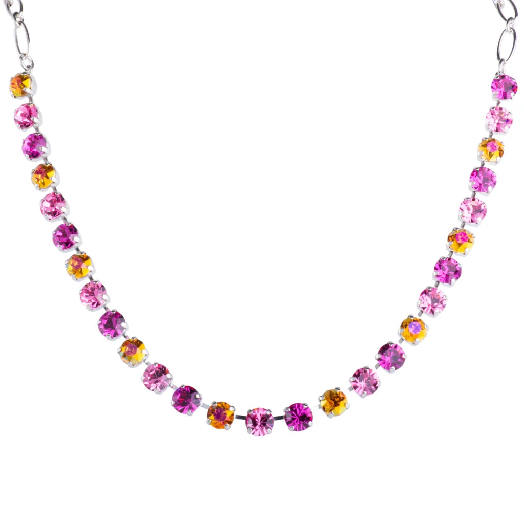 Mariana Plain Necklace Bougainville on Rhodium