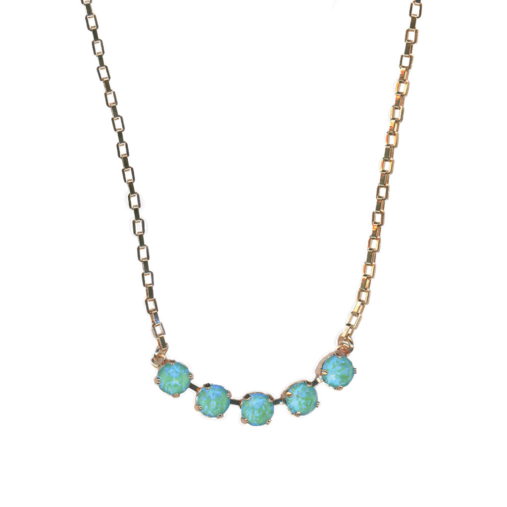 Mariana Five Stone Necklace in Sunkissed Aqua on Rose Gold