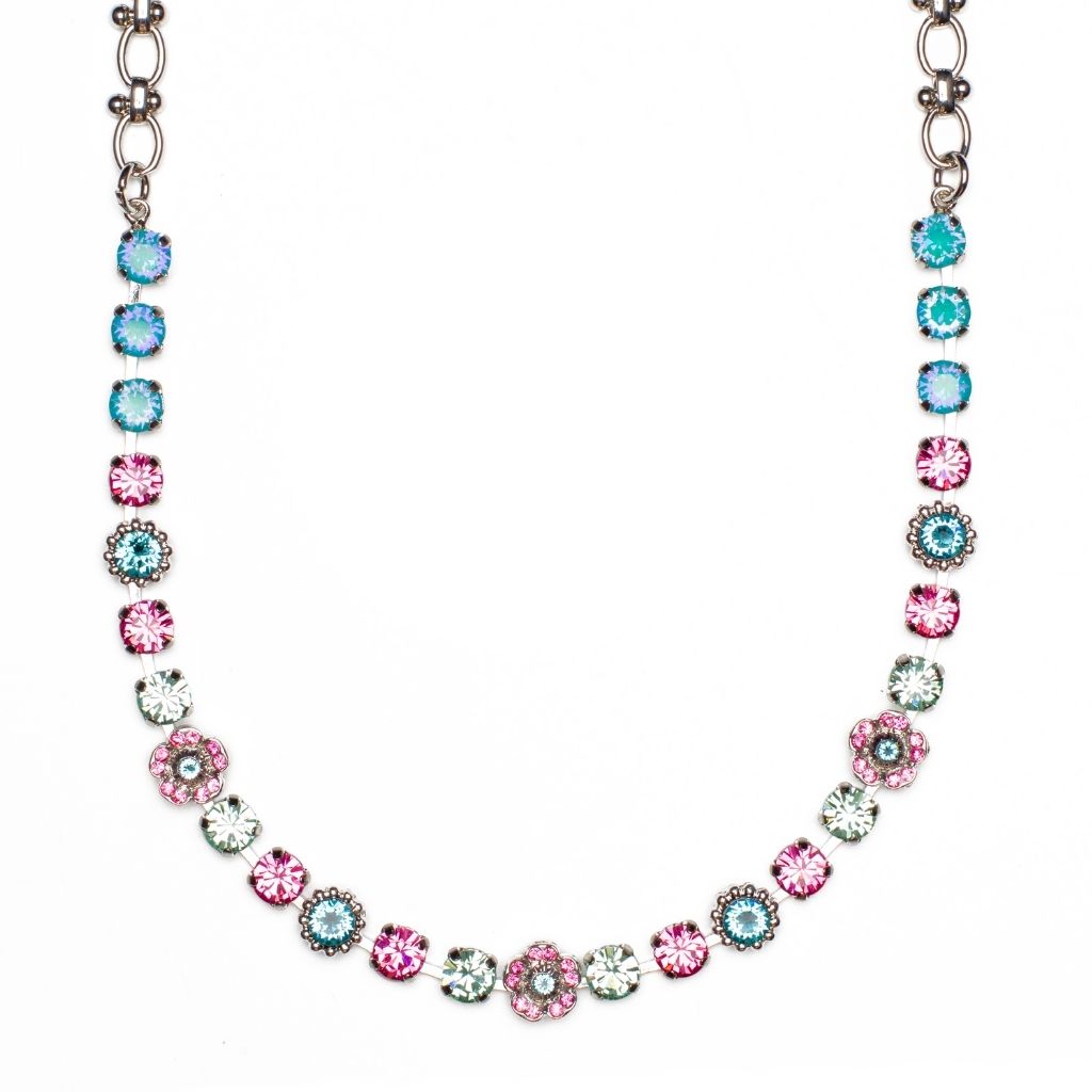 Mariana flower Cluster Necklace Coral Cove on Rhodium