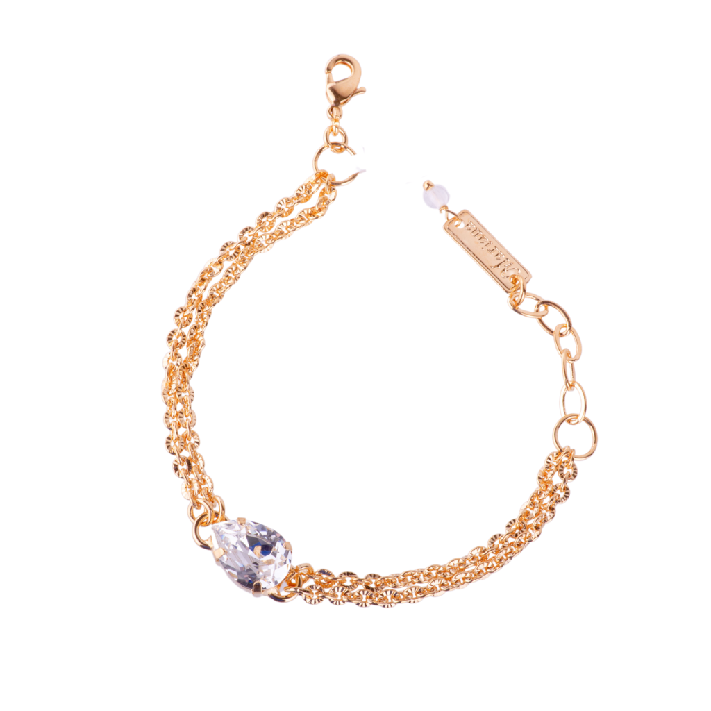 Mariana Bracelet Clear Pear on Double Gold Chain Main image