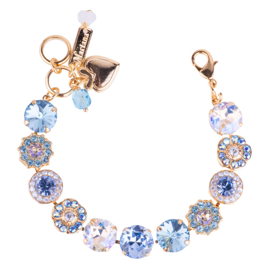 Mariana Large Rivoli Bracelet  Bay Blue on Gold
