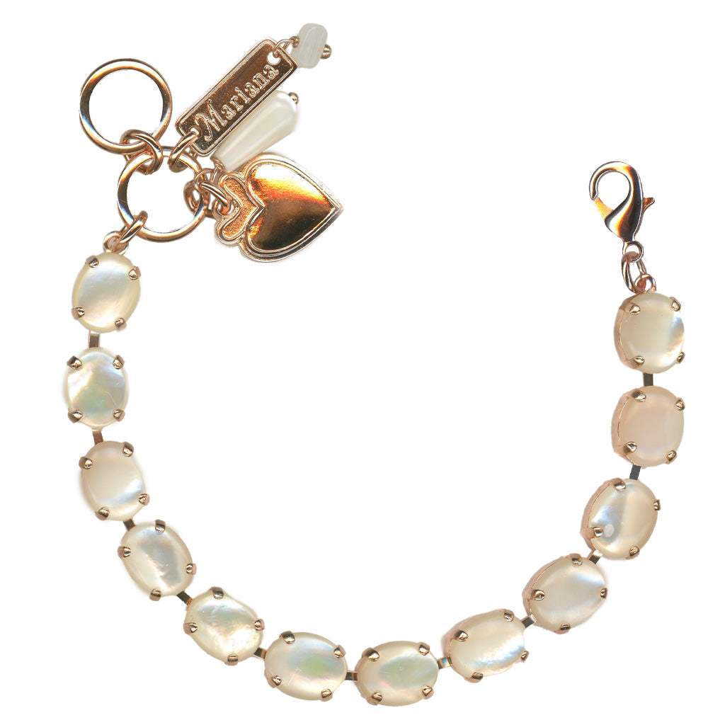 Mariana Medium Oval Bracelet Mother of Pearl on Rose Gold