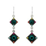 Firefly Emerald Two Tier Diamond Shape Earrings