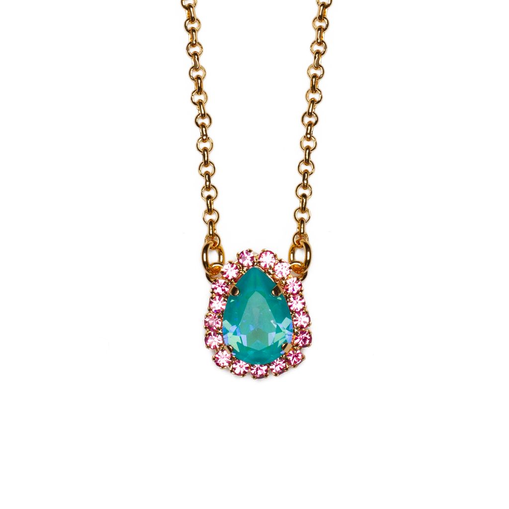 Mariana Halo Pear Pendant Coral Cove on Gold