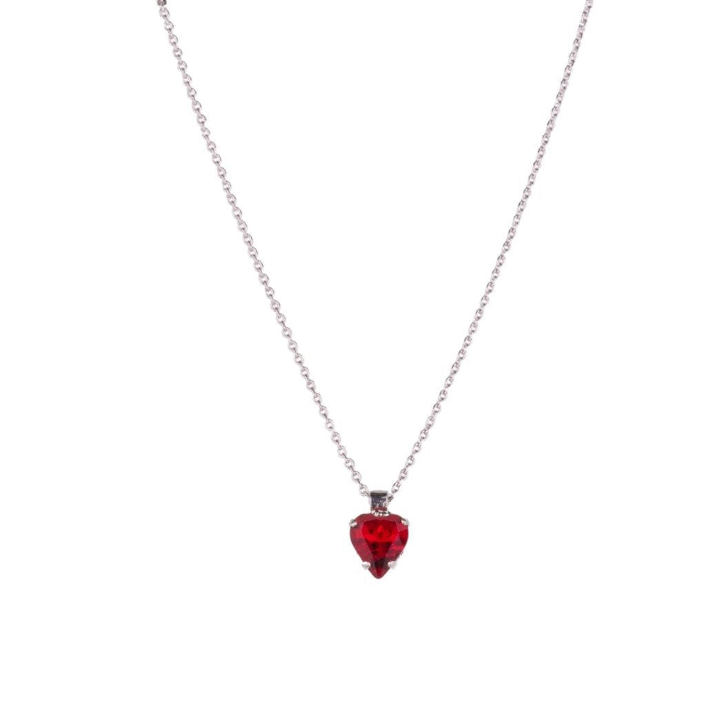 Mariana Heart  Pendant Red on Rhodium