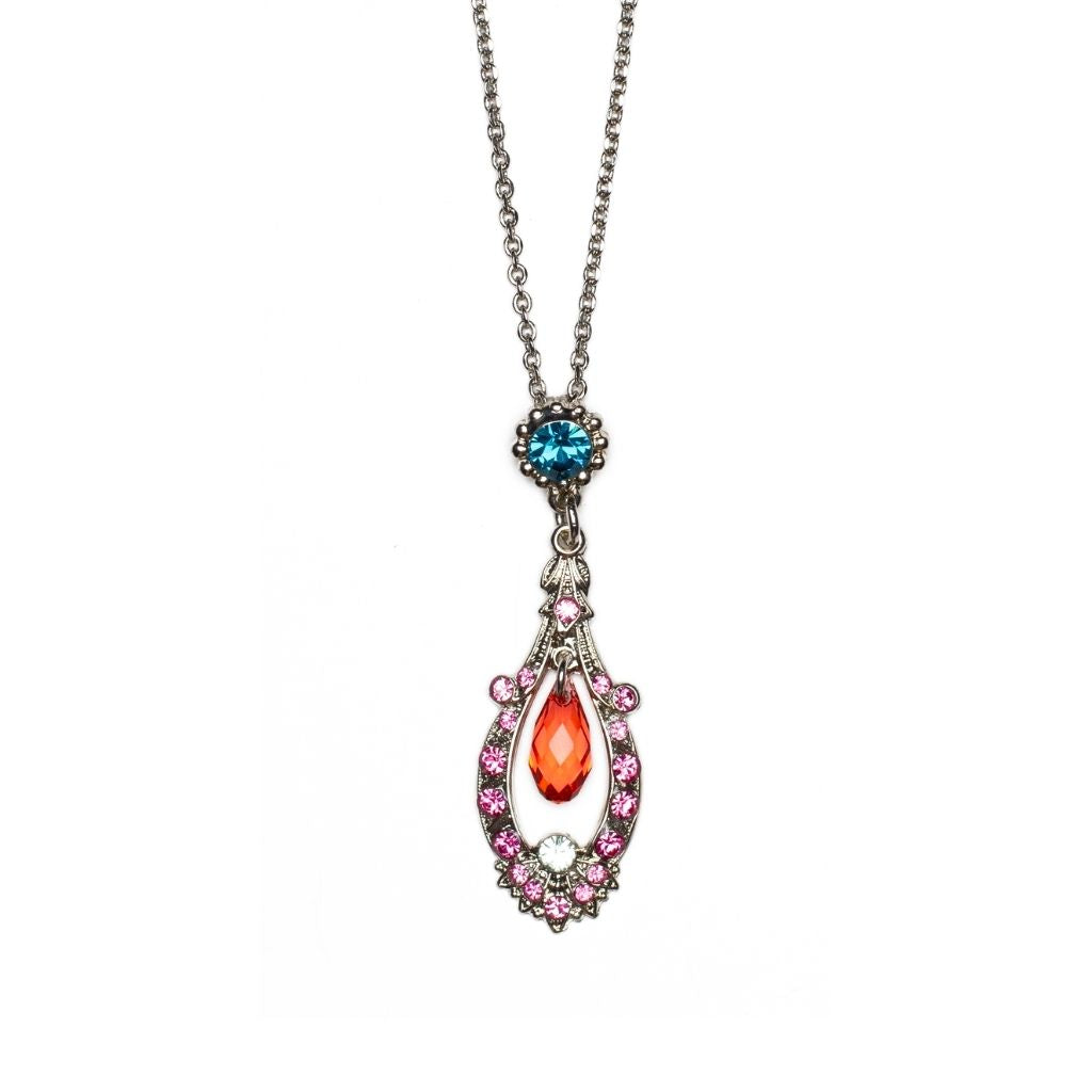 Mariana Open Oval Pendant Coral Cove on Rhodium