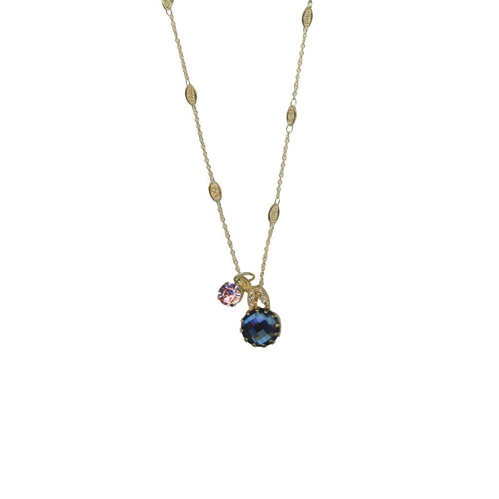 Mariana Side Car Necklace in Harvest Moon on Rhodium