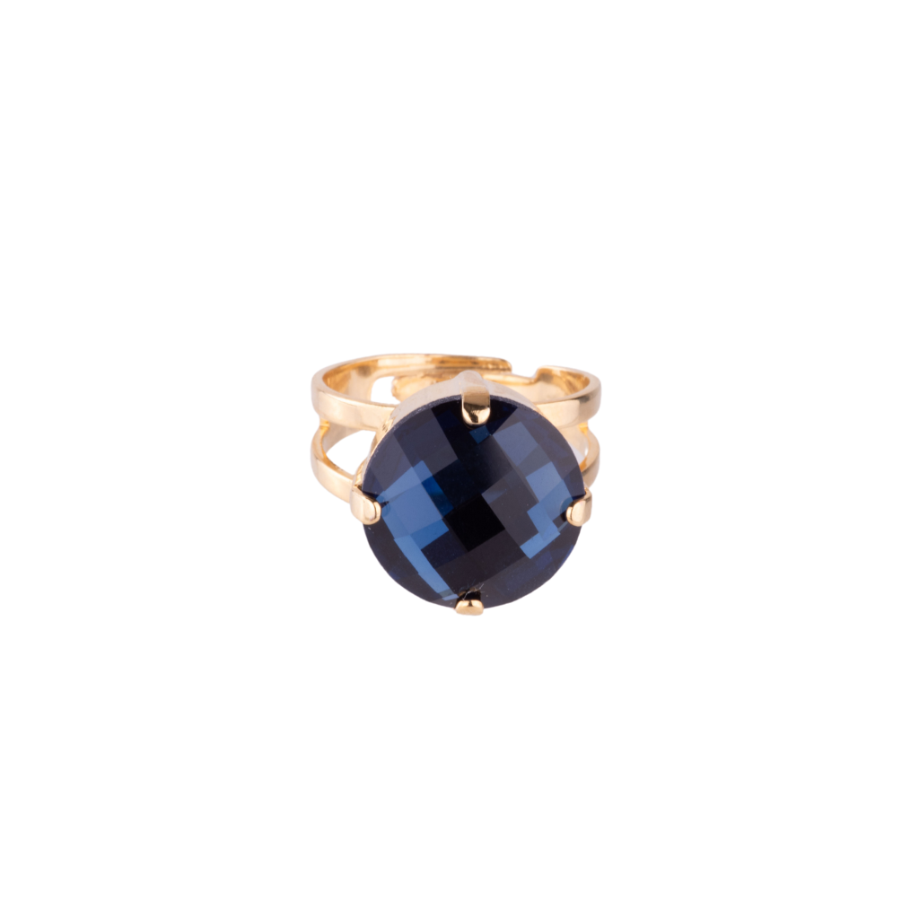 Mariana Ring Checkerboard Navy on Gold