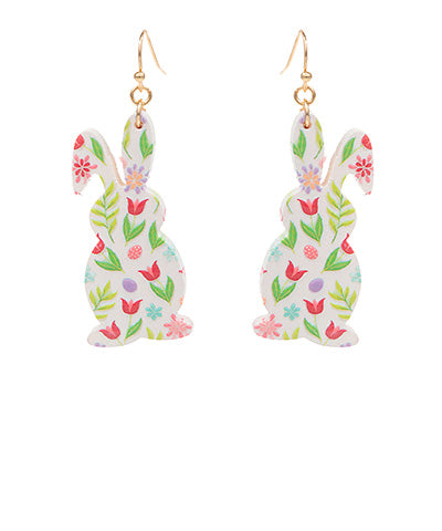 Acrylic Easter Bunny Floral Earrings