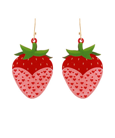 Strawberry Earrings With Hearts